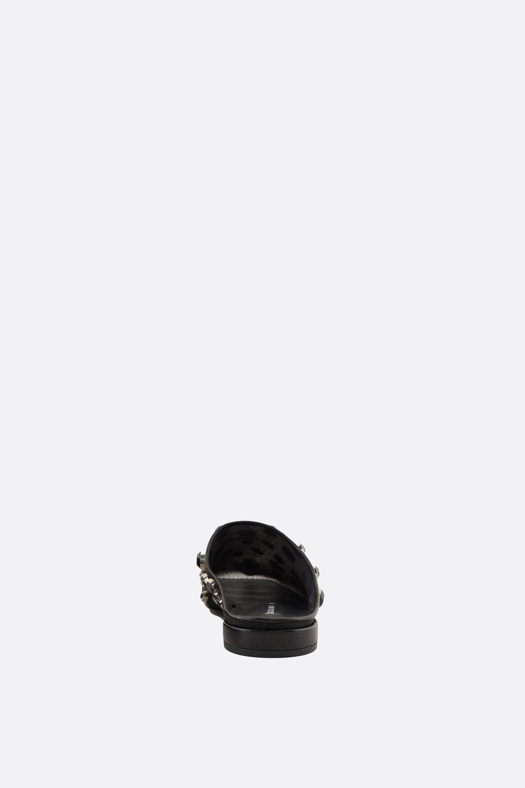 mesh flat mules with rhinestones