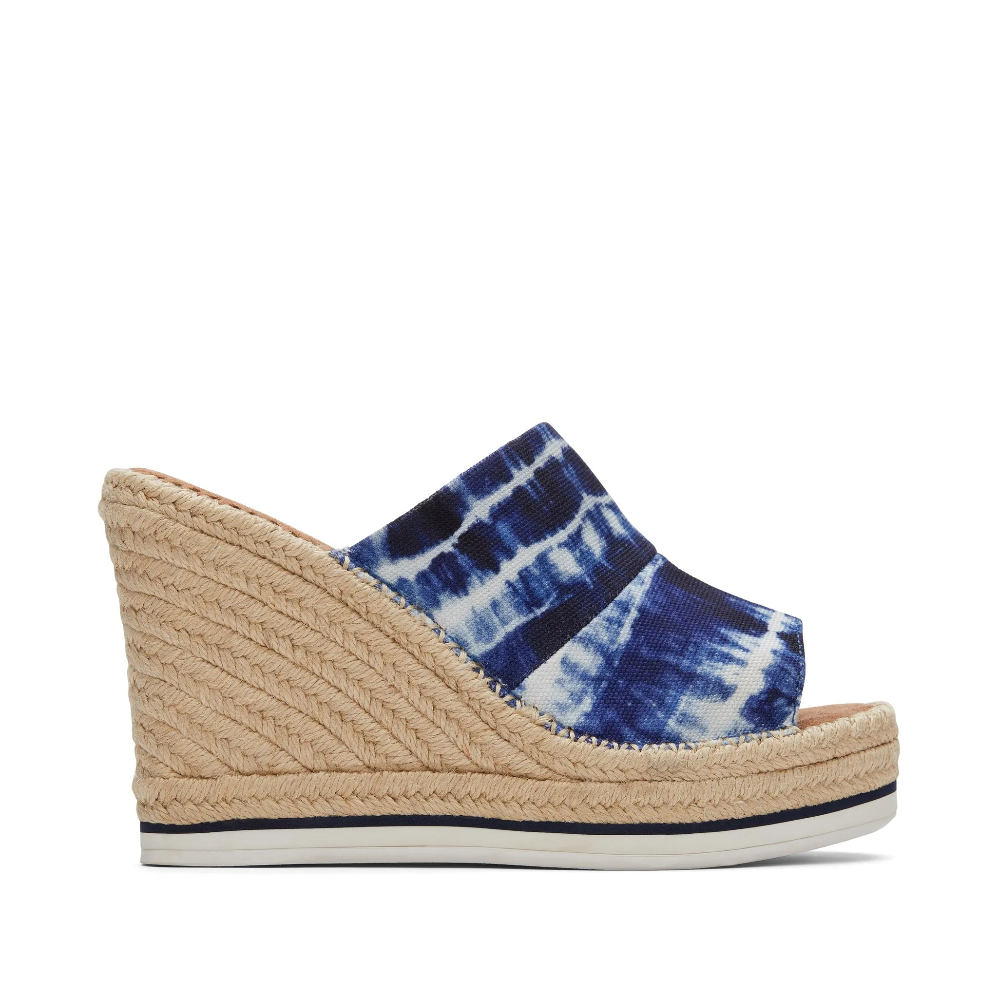 Navy Batik Monica Mule Wedge Heel