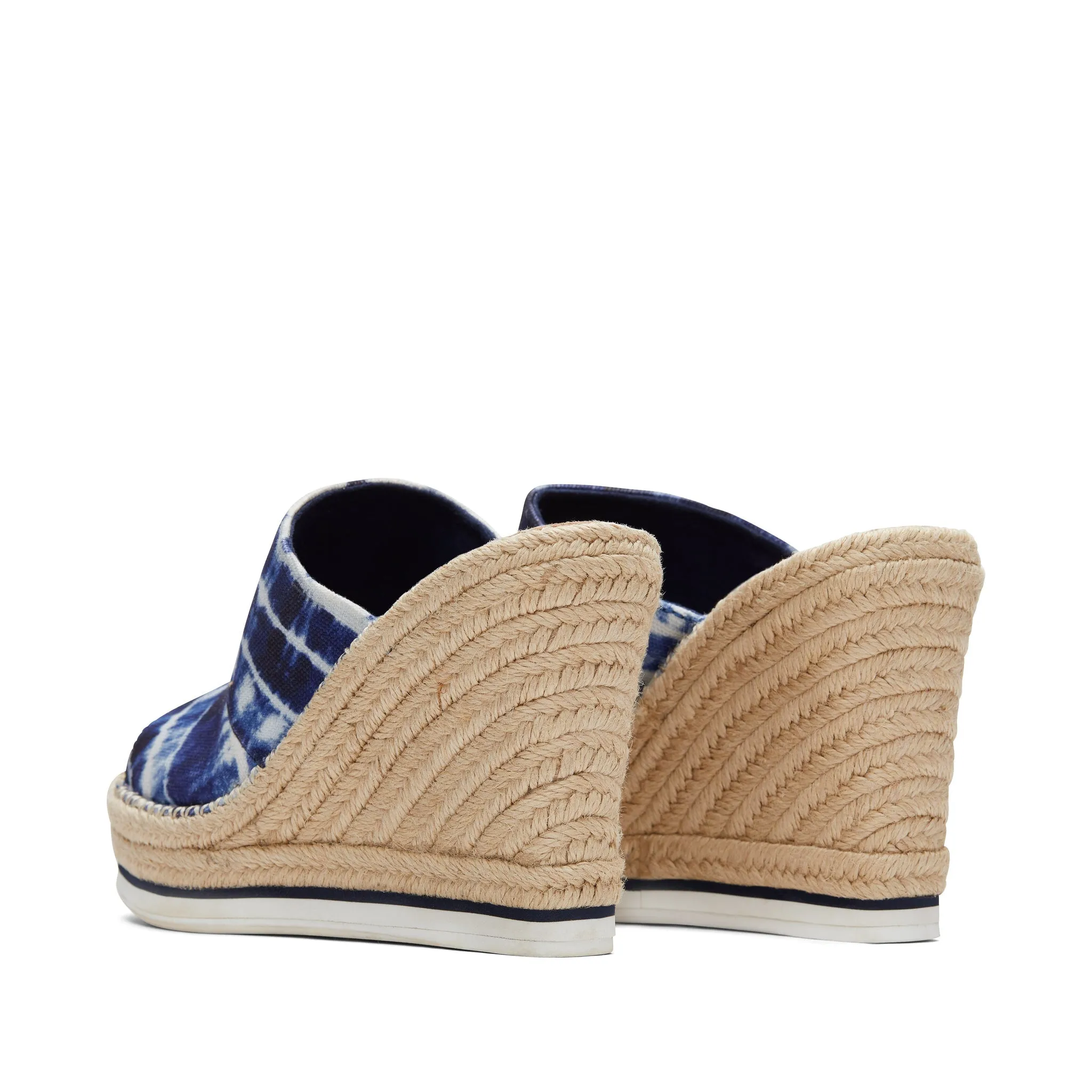 Navy Batik Monica Mule Wedge Heel