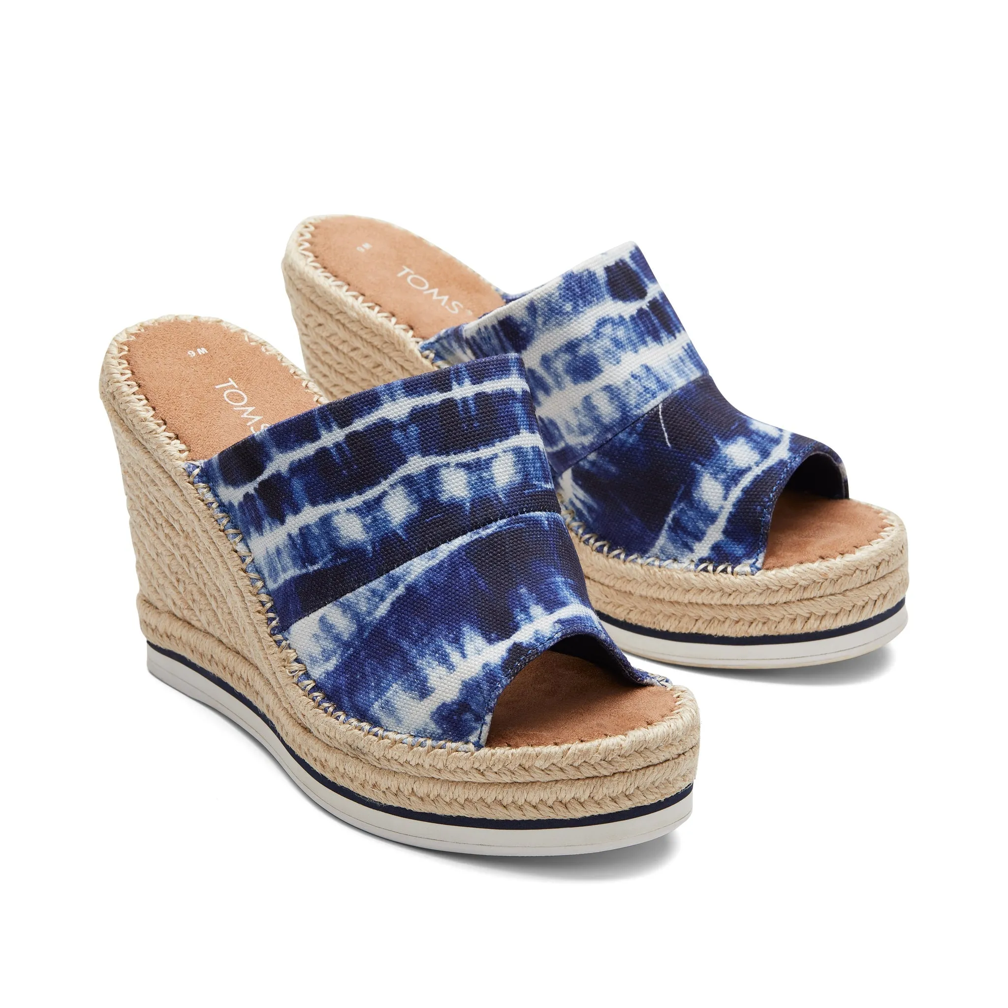Navy Batik Monica Mule Wedge Heel