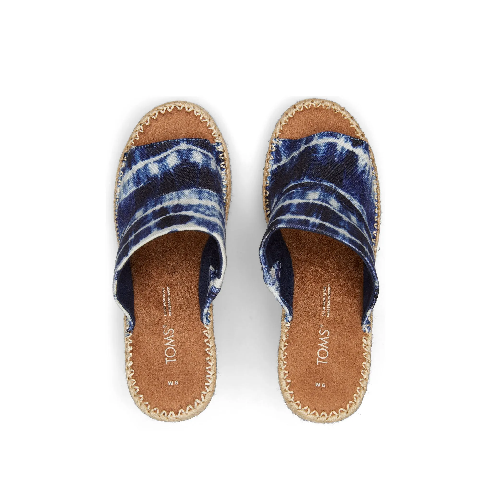 Navy Batik Monica Mule Wedge Heel