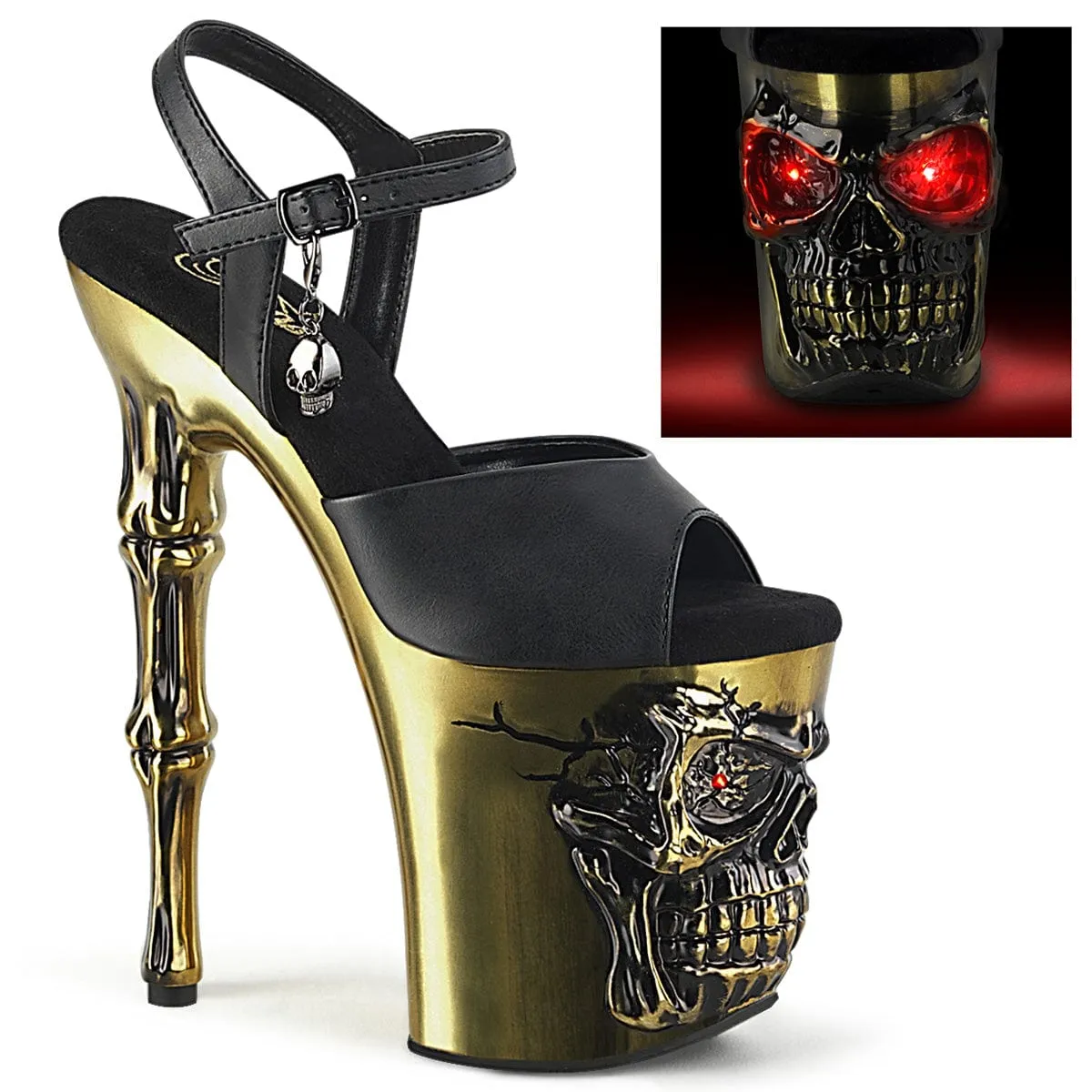 RAPTURE-809-LT Black Faux Leather/Satin Brass Chrome