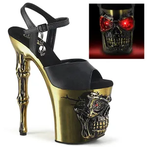 RAPTURE-809-LT Black Faux Leather/Satin Brass Chrome