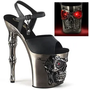 RAPTURE-809-LT Black Faux Leather/Satin Pewter Chrome