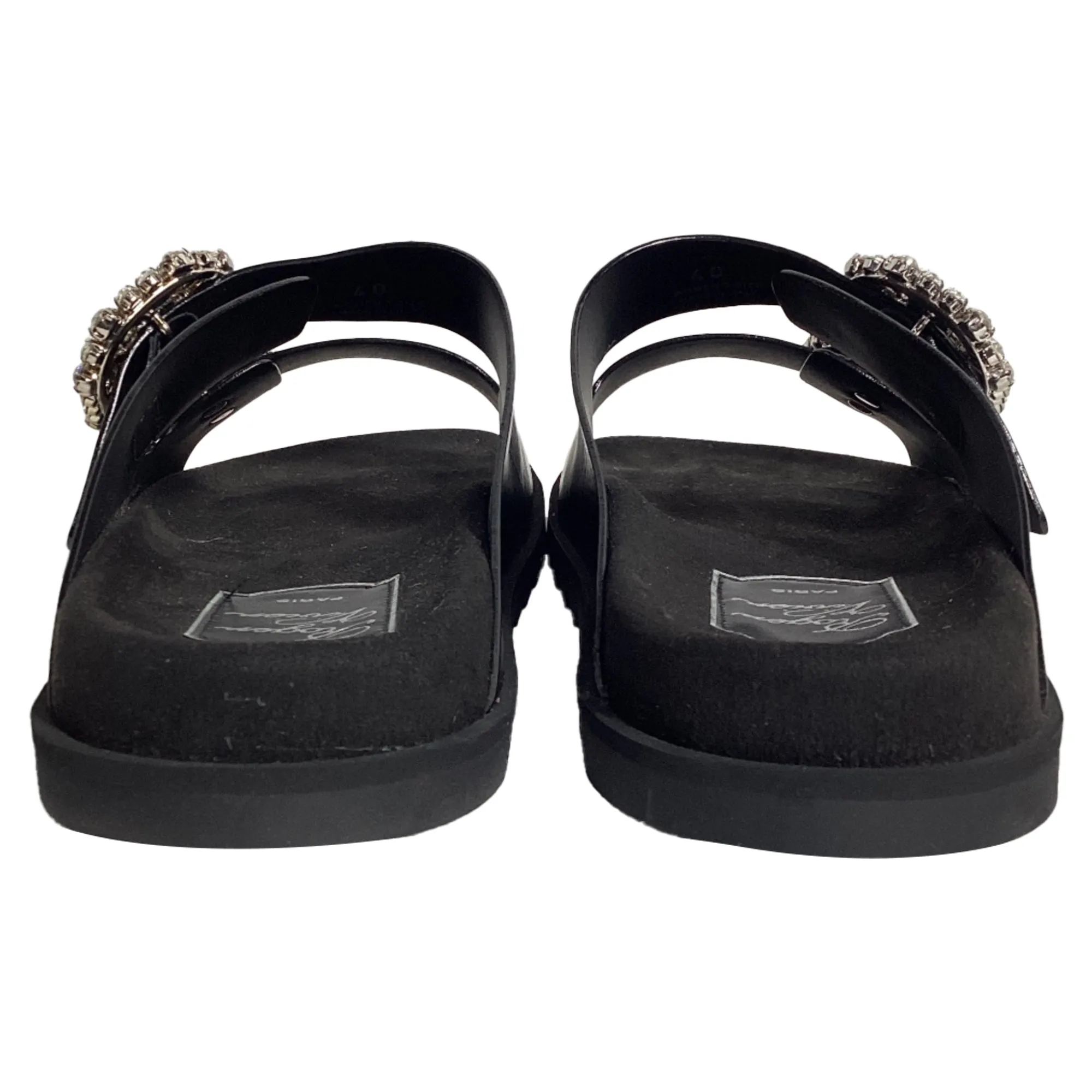 Roger Vivier Slidy Viv' Mules in Black Leather Shoes_Roger-Vivier