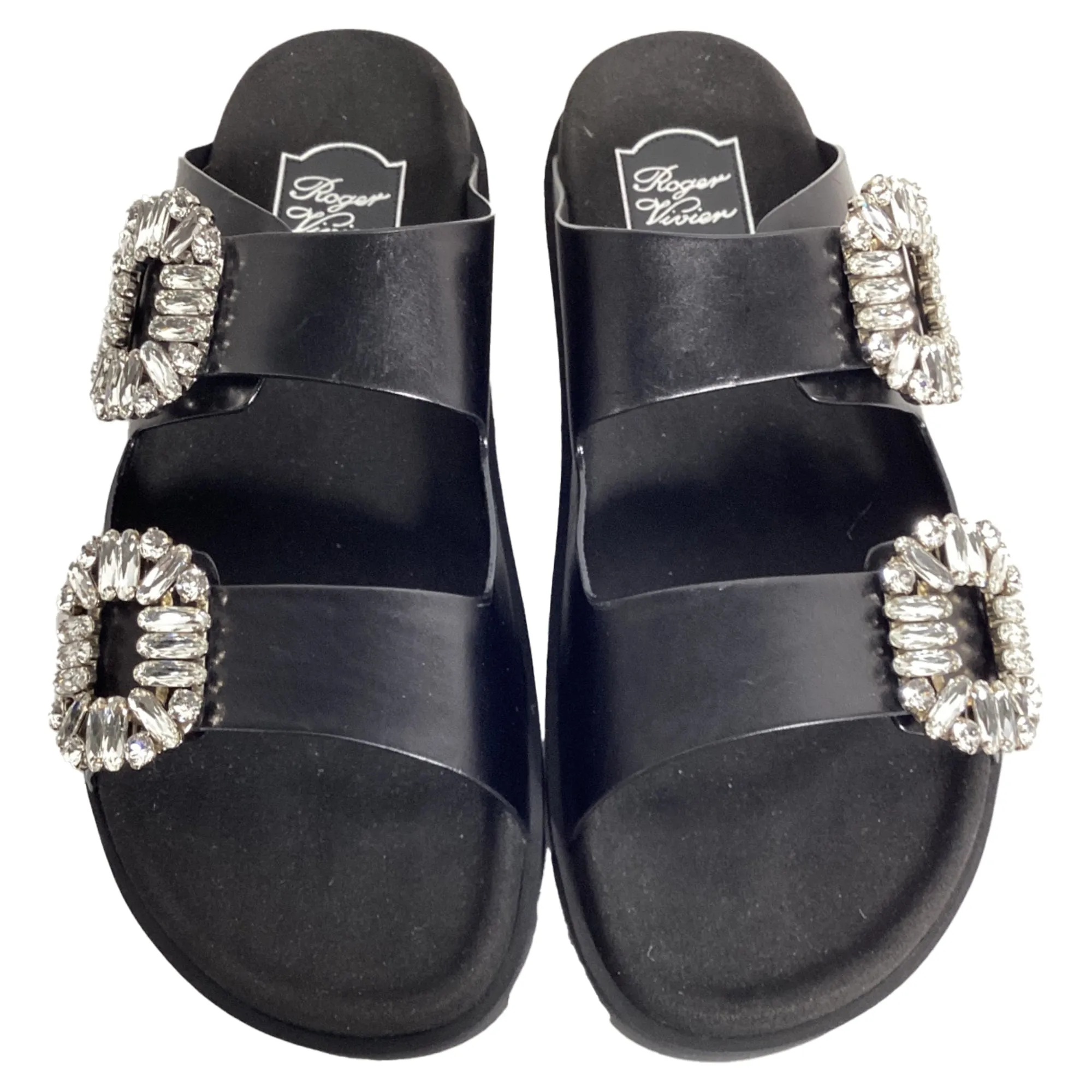 Roger Vivier Slidy Viv' Mules in Black Leather Shoes_Roger-Vivier