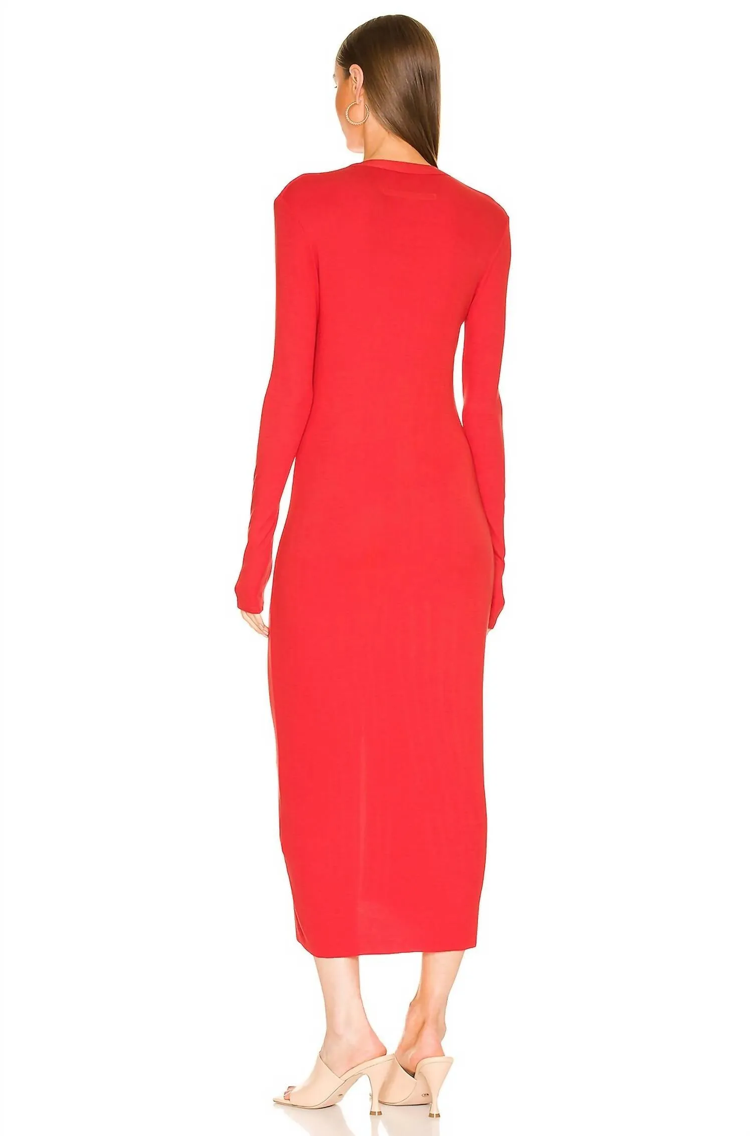 Silk Rib L/s Cardigan Midi In Blood Orange ecco Shoes