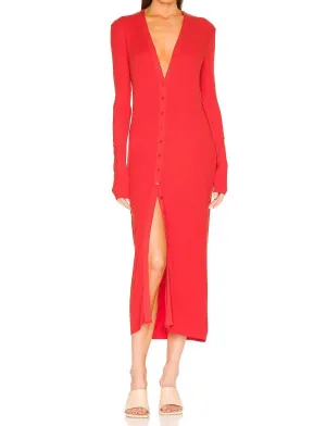Silk Rib L/s Cardigan Midi In Blood Orange ecco Shoes