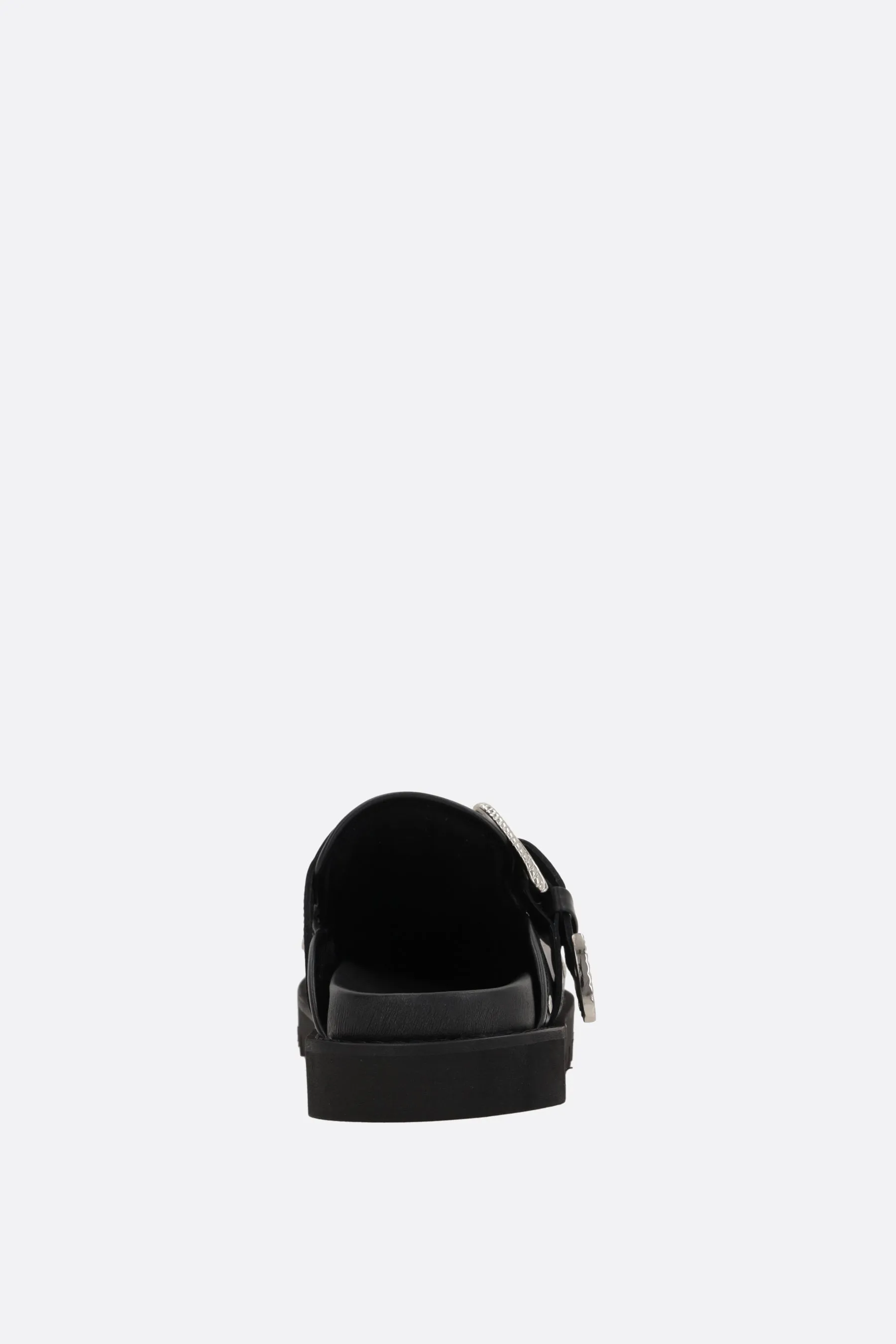 smooth leather flat mules with studs