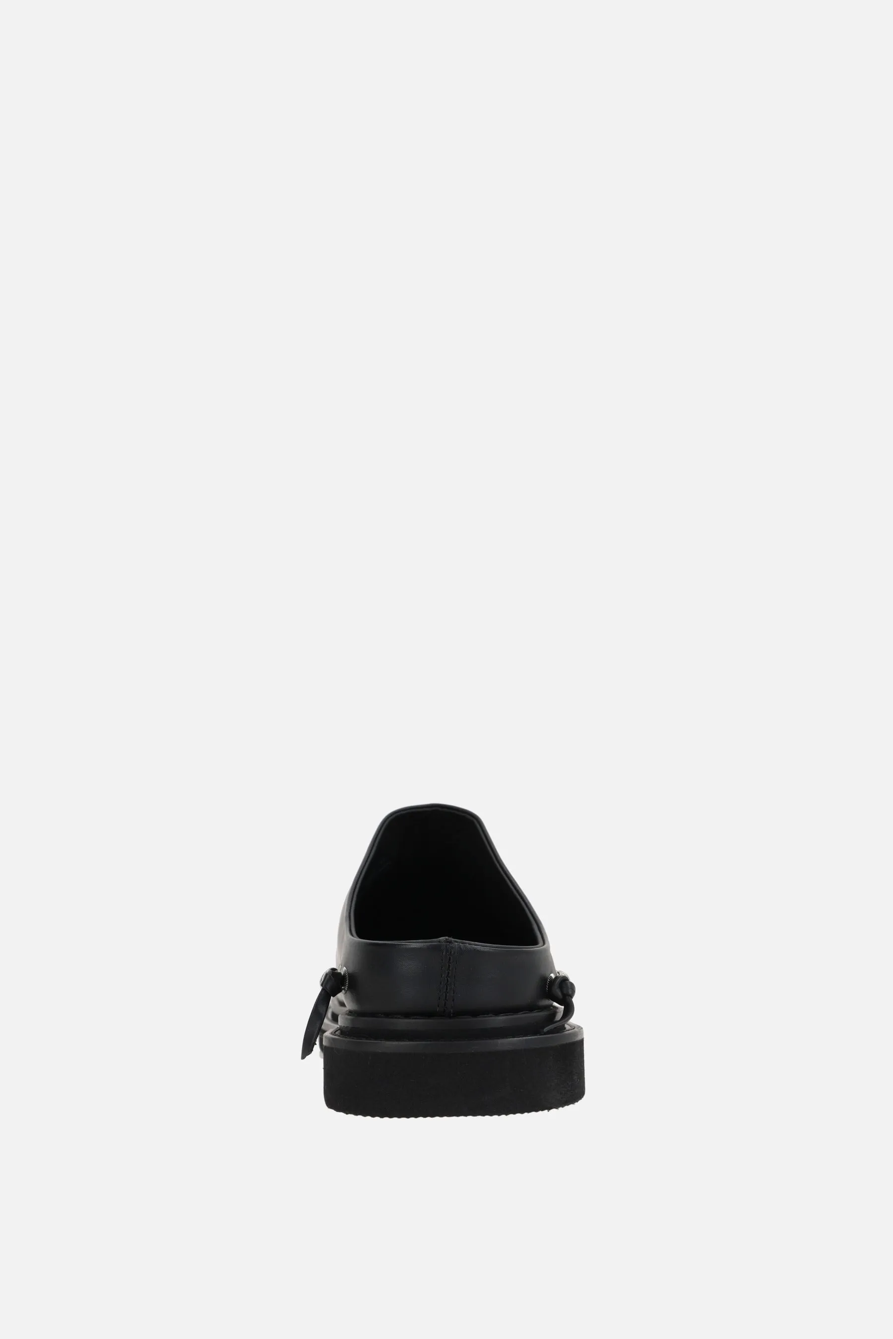 smooth leather mules with metal eyelets