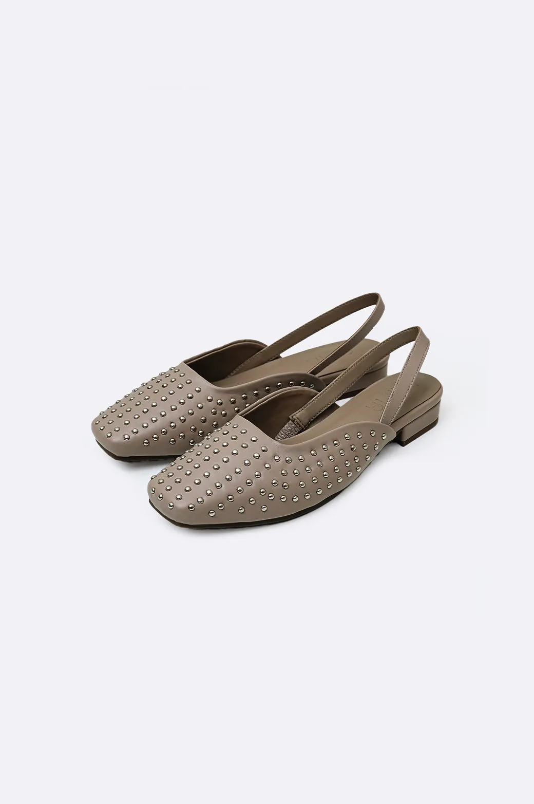 STUDDED SLINGBACK FLATS