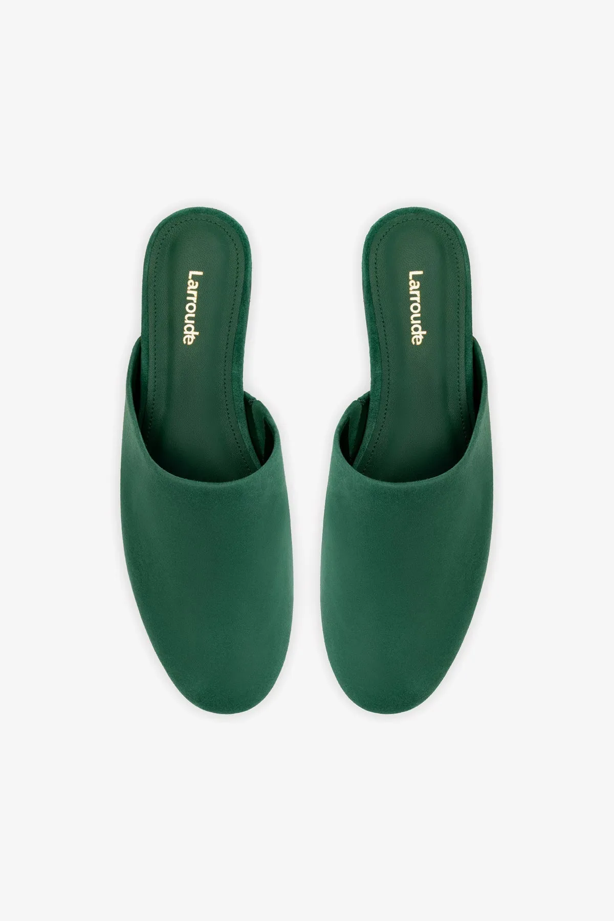 Venice Flat Mule and Pouch Kit In Emerald Suede