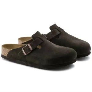 Women Boston Suede Soft Footbed Mules - Medium/narrow In Mocha