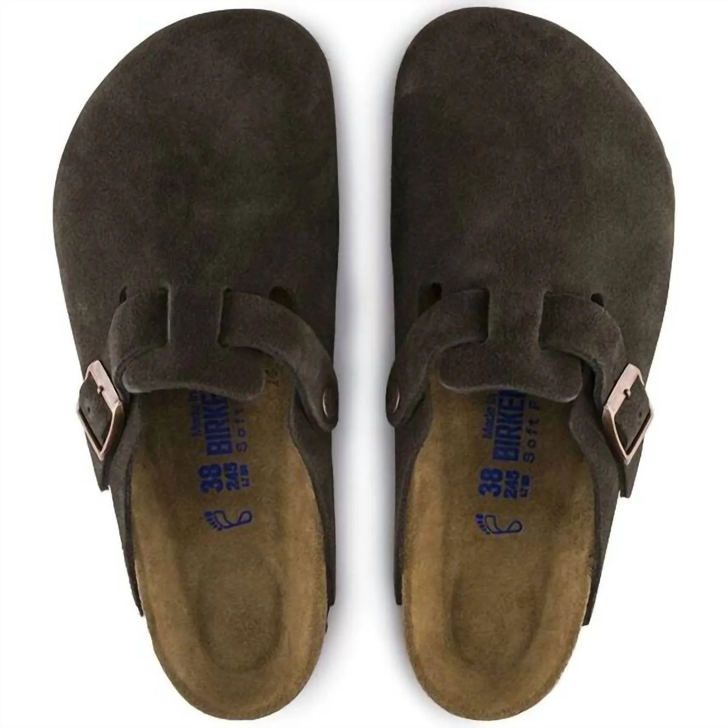 Women Boston Suede Soft Footbed Mules - Medium/narrow In Mocha