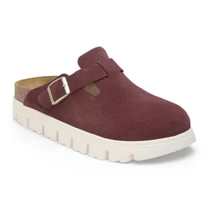 Women's Boston Chunky Suede Leather Clog In Berry Crush