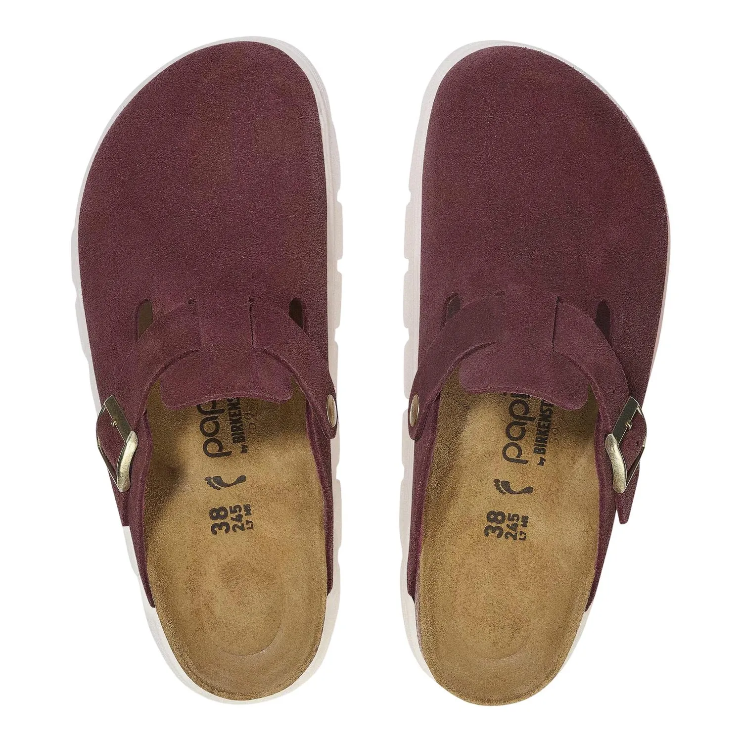 Women's Boston Chunky Suede Leather Clog In Berry Crush
