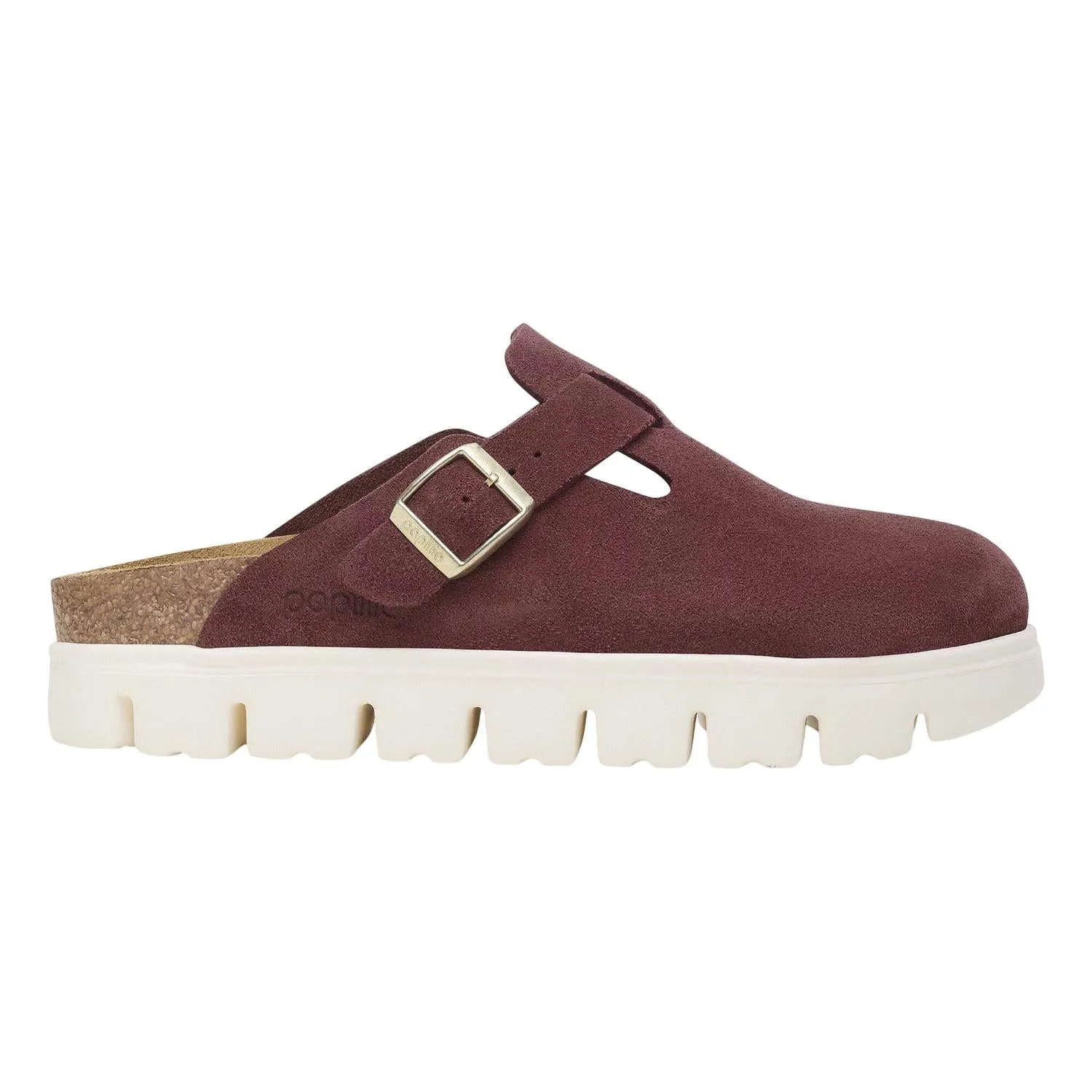 Women's Boston Chunky Suede Leather Clog In Berry Crush